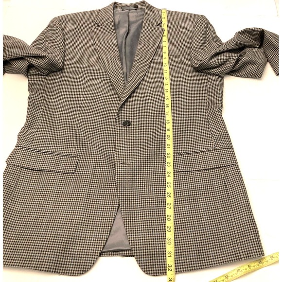 Lauren Ralph Lauren Blazer Mens 40L Houndstooth Silk Wool Sport Coat Jacket - Picture 8 of 10